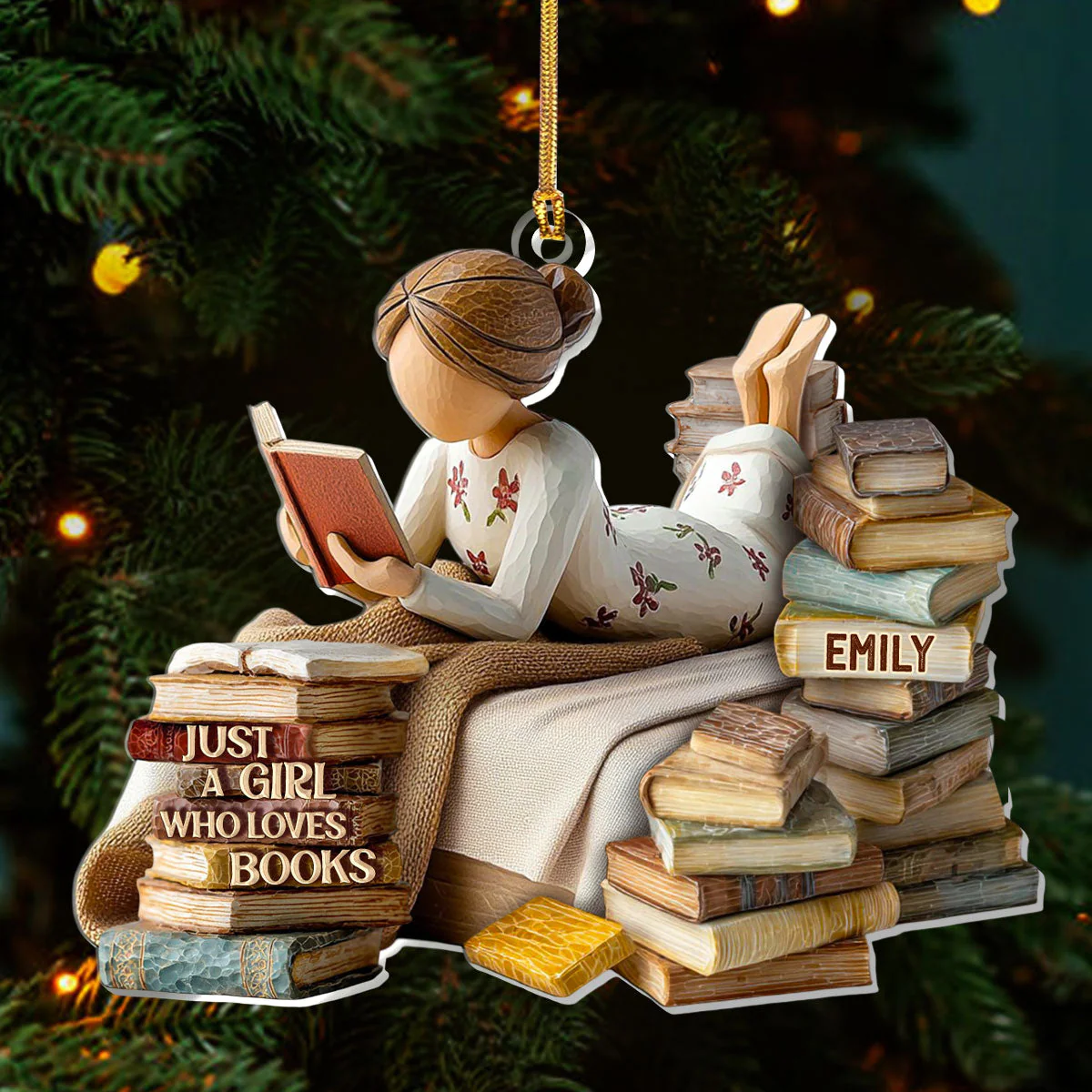 Just A Girl Who Loves Books (Ver 5) - Personalized 1-Layer Acrylic Ornament - Christmas Gift For Book Lovers, Her HH01 - Image 4