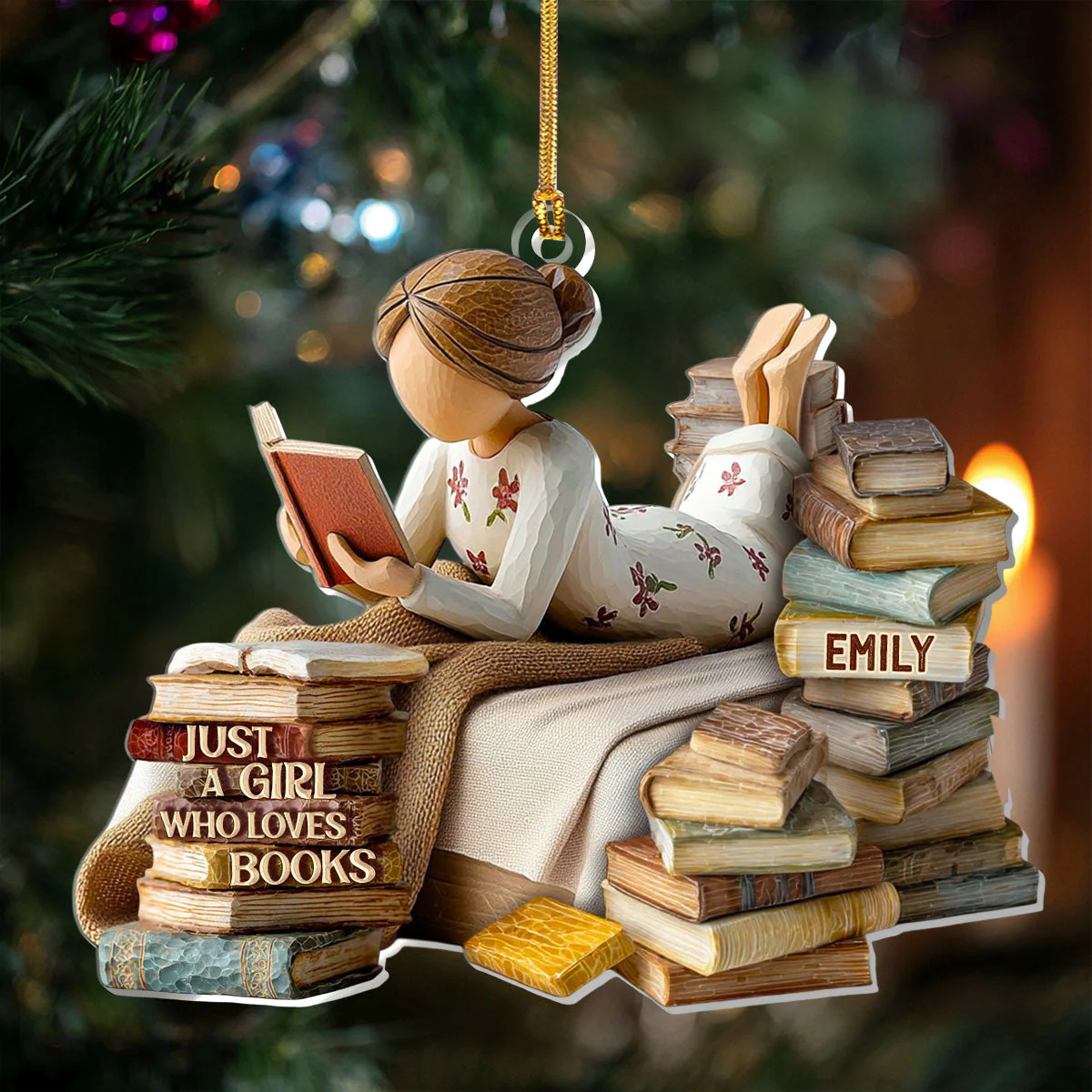 Just A Girl Who Loves Books (Ver 8) - Personalized 1-Layer Acrylic Ornament - Christmas Gift For Book Lovers, Her HH01