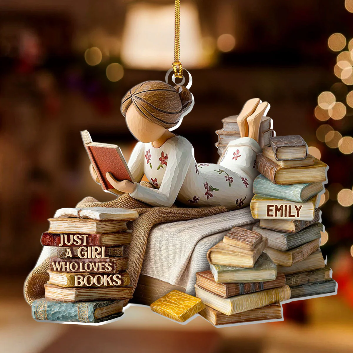 Just A Girl Who Loves Books (Ver 8) - Personalized 1-Layer Acrylic Ornament - Christmas Gift For Book Lovers, Her HH01 - Image 2