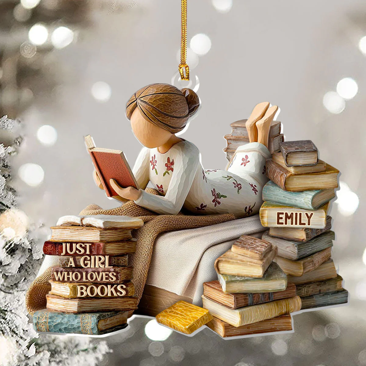 Just A Girl Who Loves Books (Ver 8) - Personalized 1-Layer Acrylic Ornament - Christmas Gift For Book Lovers, Her HH01 - Image 5