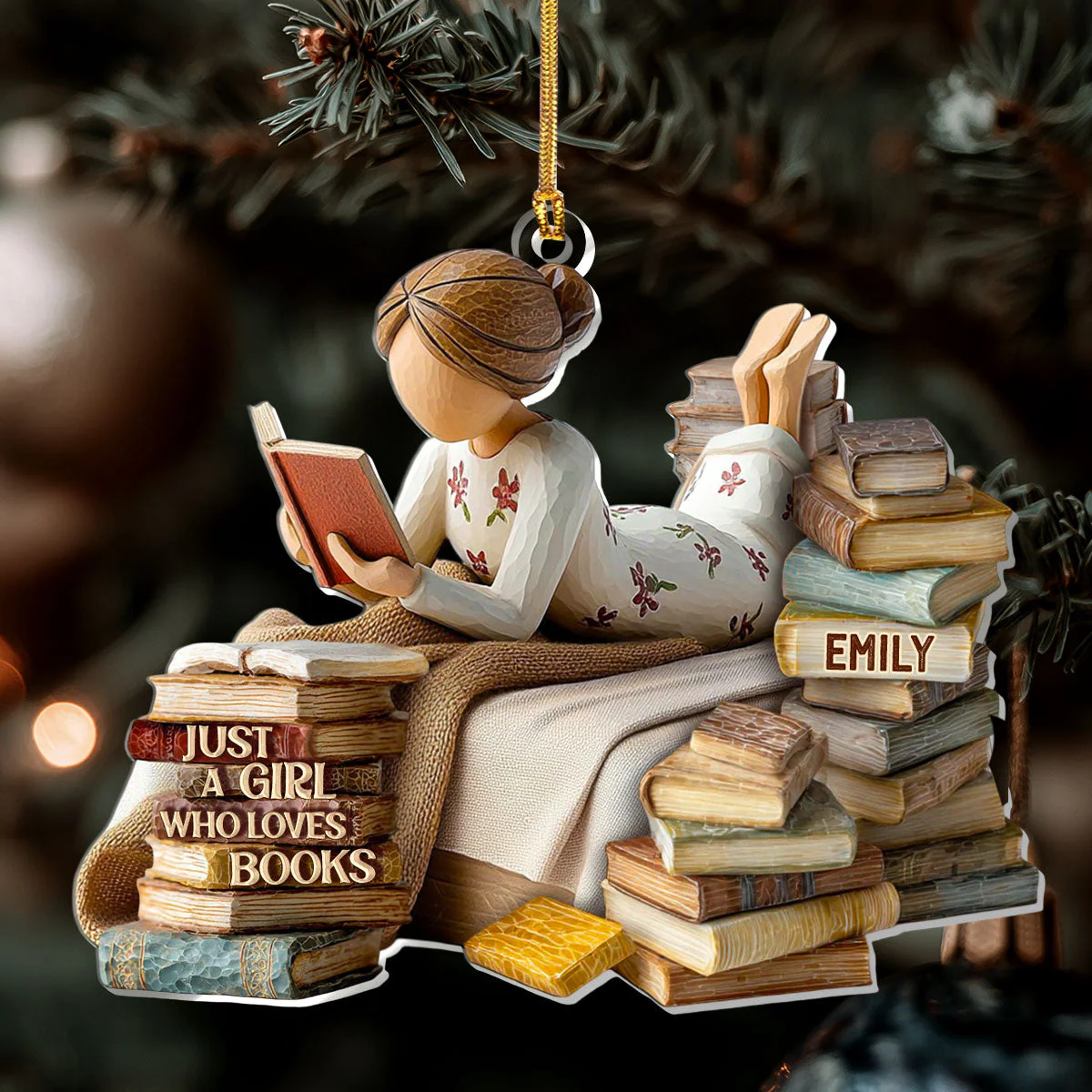Just A Girl Who Loves Books (Ver 8) - Personalized 1-Layer Acrylic Ornament - Christmas Gift For Book Lovers, Her HH01 - Image 6