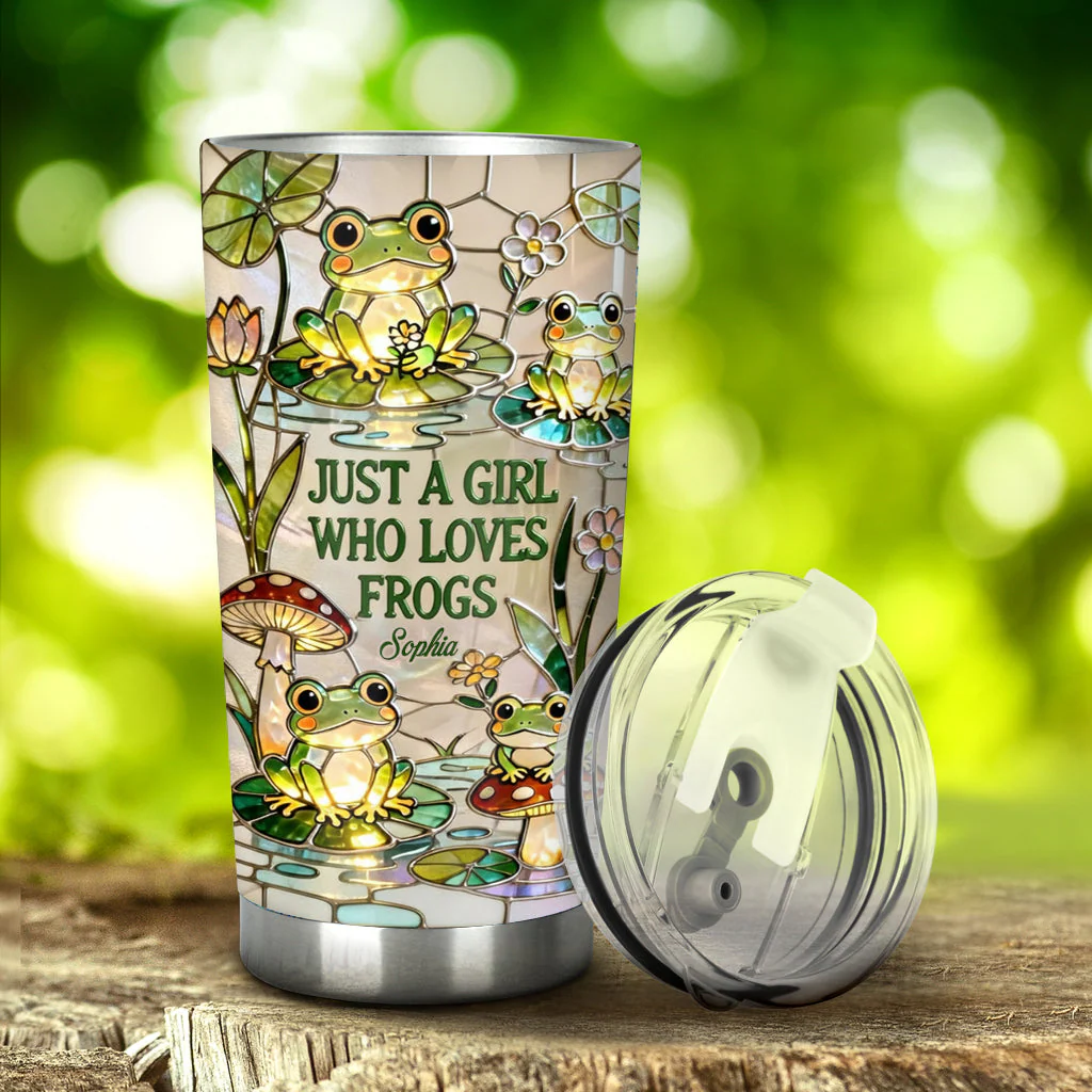 Just A Girl Who Loves Frogs - Personalized Tumbler - Gift For Her, Frog Loves HH01 - Image 3