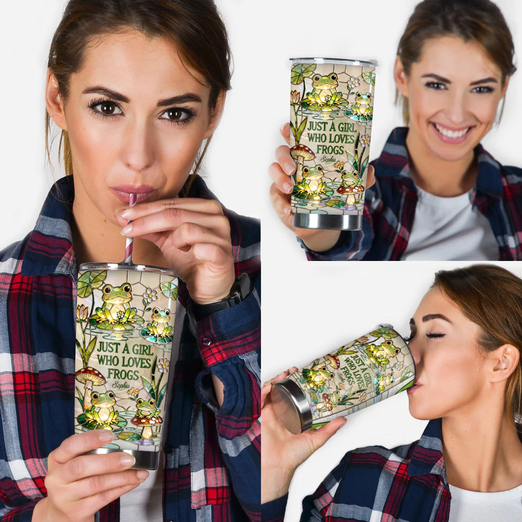 Just A Girl Who Loves Frogs - Personalized Tumbler - Gift For Her, Frog Loves HH01 - Image 4