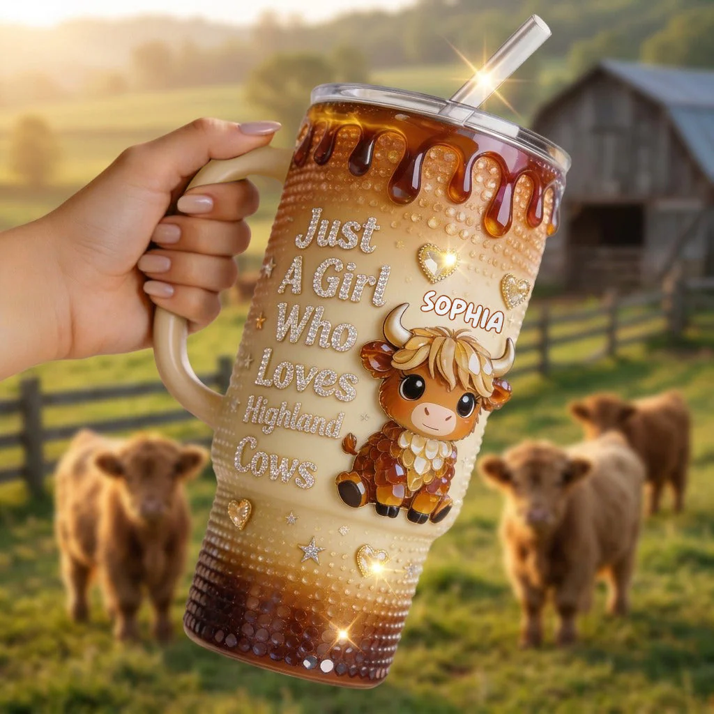 Just A Girl Who Loves Highland Cow Cute - Personalized Tumbler - Gift For Farmers