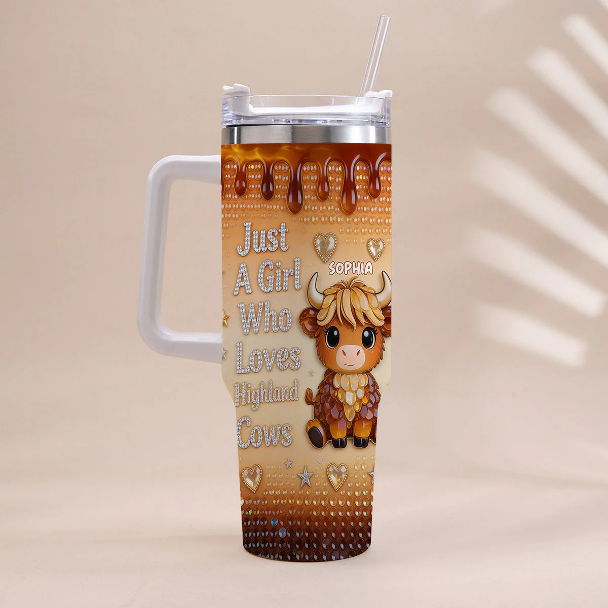 Just A Girl Who Loves Highland Cow Cute - Personalized Tumbler - Gift For Farmers - Image 2