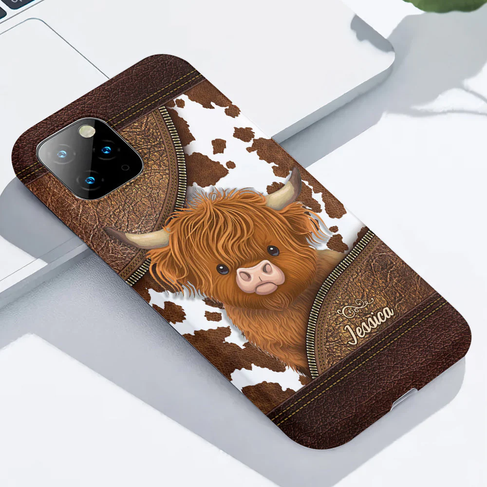 Just A Girl Who Loves Highland Cow - Personalized Phone Case - Gift For Cow Lovers - Image 3