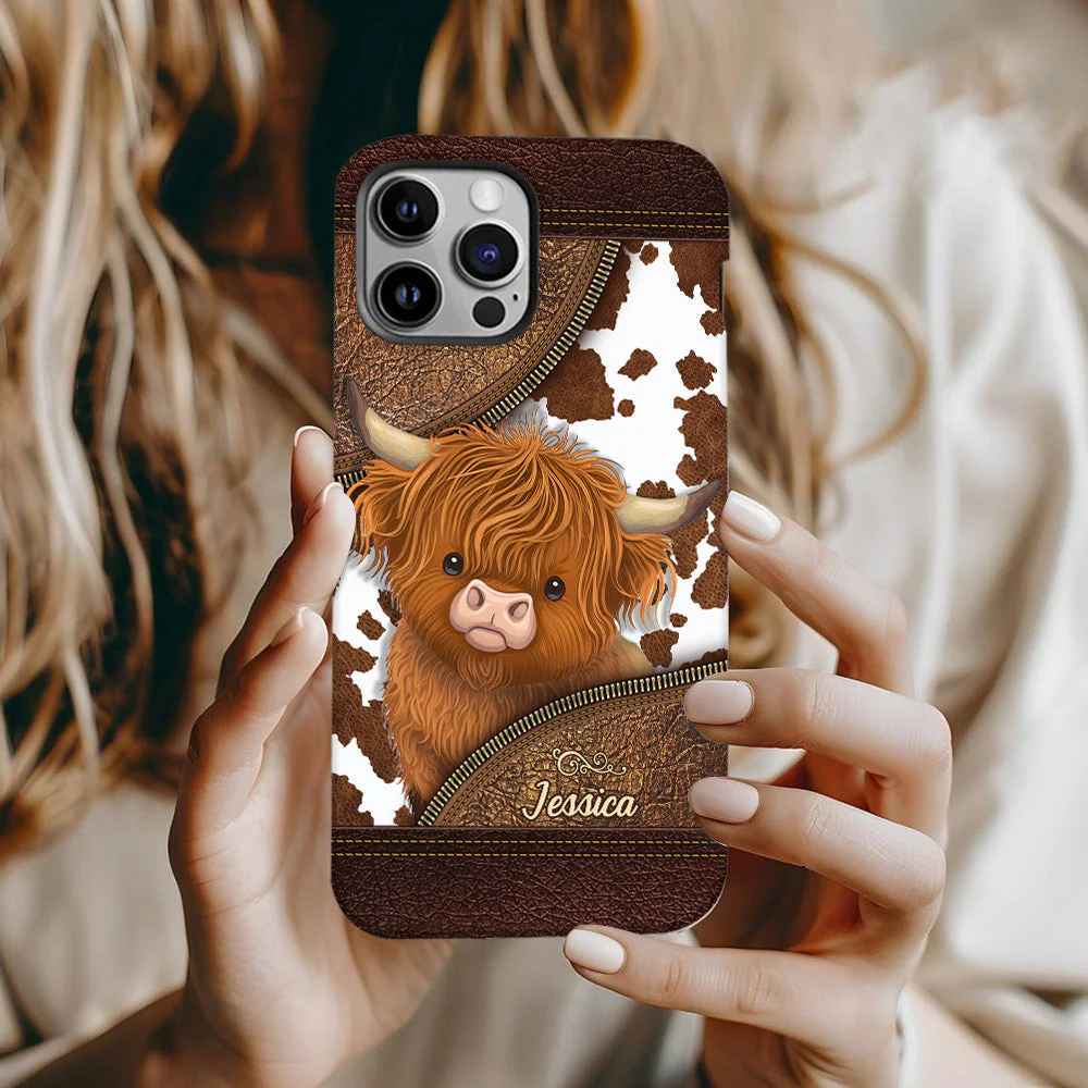 Just A Girl Who Loves Highland Cow - Personalized Phone Case - Gift For Cow Lovers - Image 4