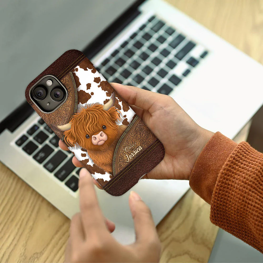 Just A Girl Who Loves Highland Cow - Personalized Phone Case - Gift For Cow Lovers - Image 6