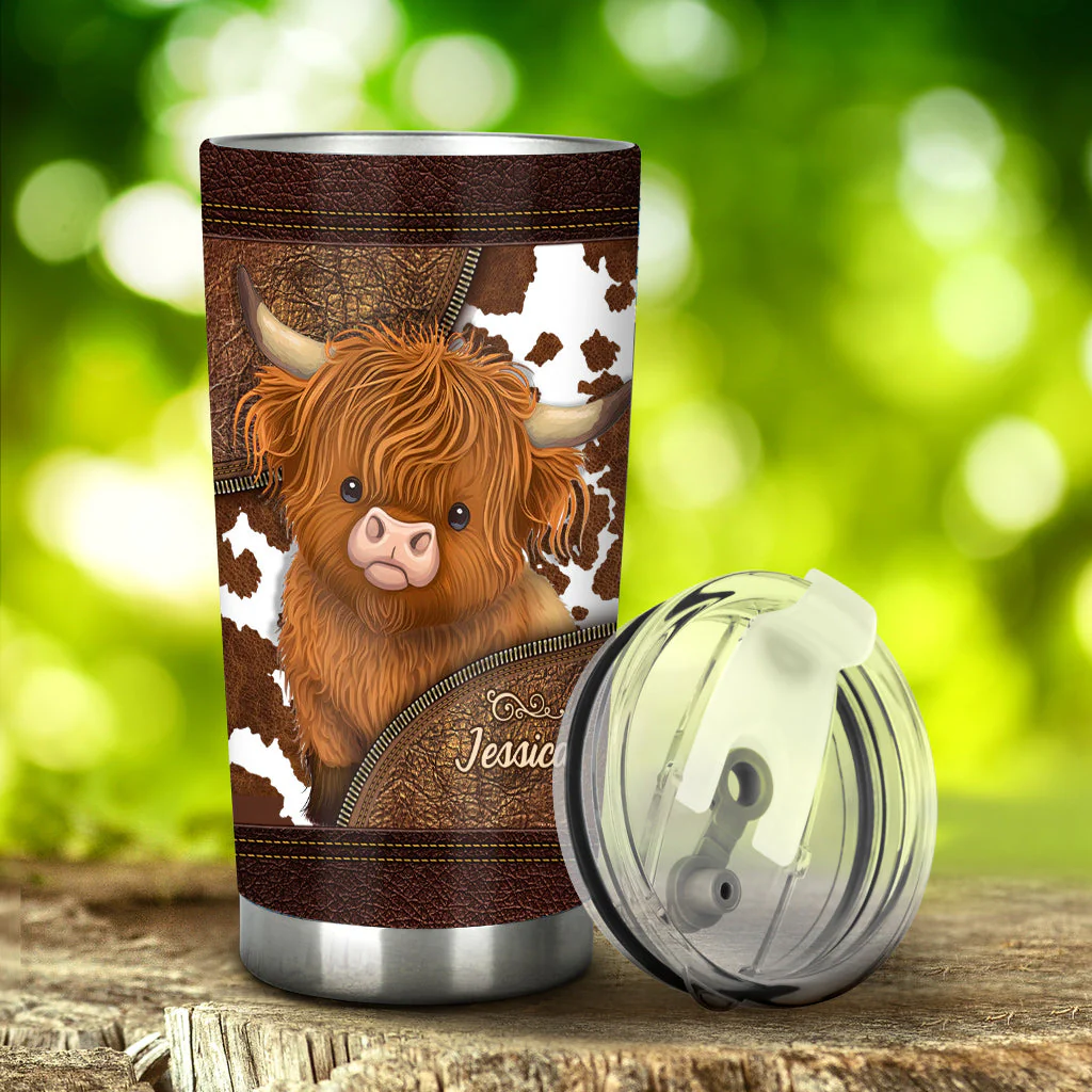 Just A Girl Who Loves Highland Cow - Personalized Tumbler - Gift For Cow Lovers - Image 3