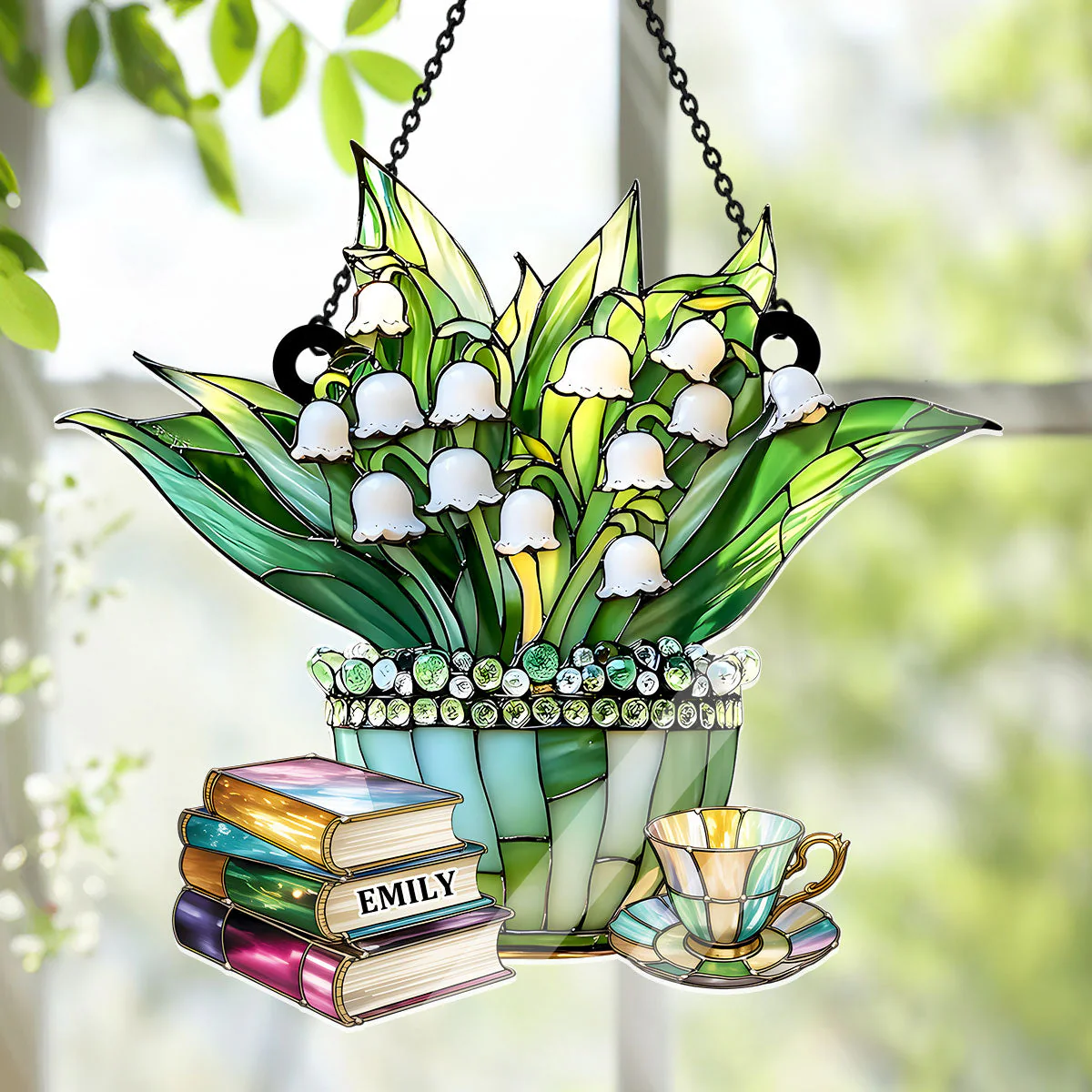 Just A Girl Who Loves Lilies and Books - Personalized Acrylic Suncatcher - Image 3