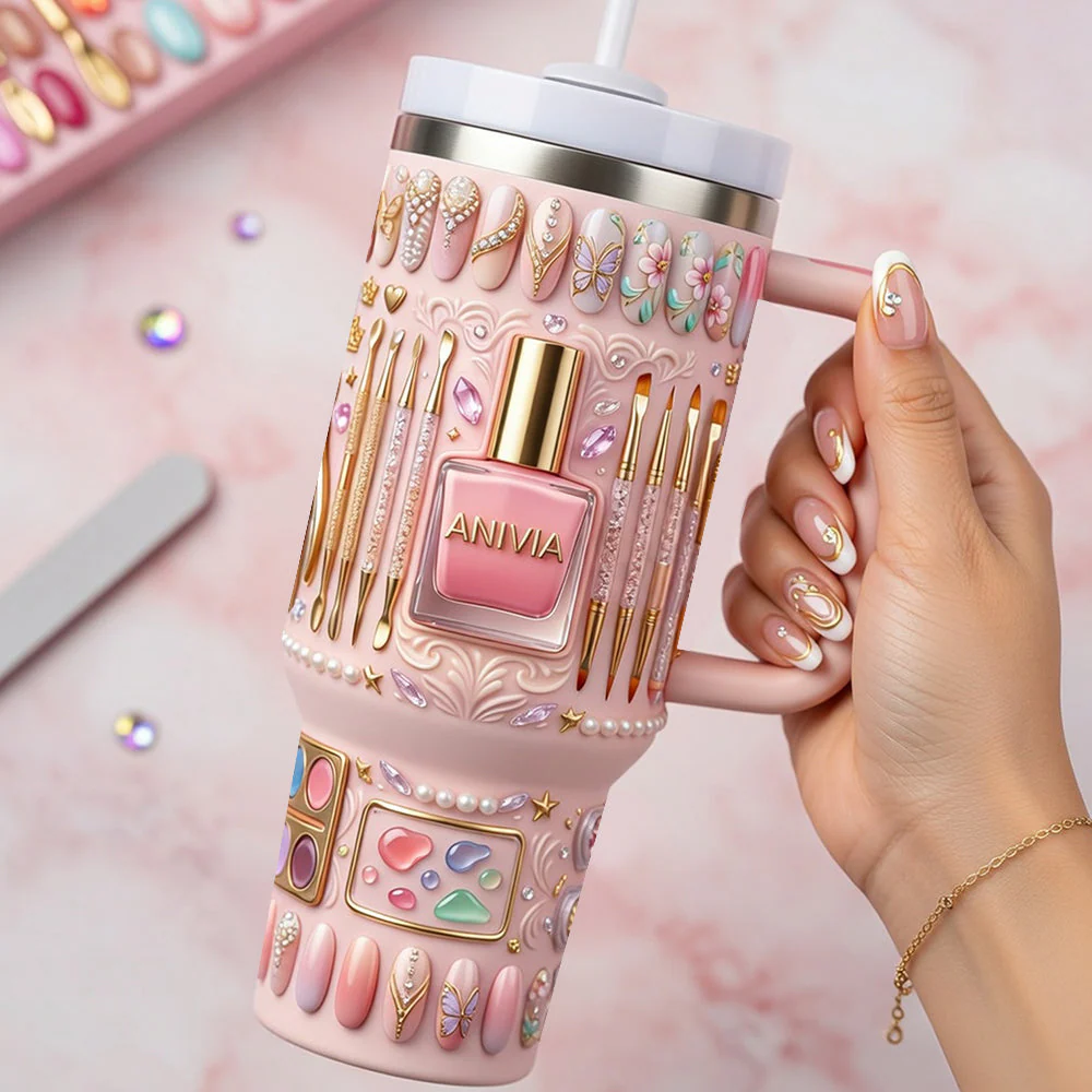 Just A Girl Who Loves Nail - Personalized Tumbler With Handle - Gift For Her, Nail Artists NL122 - Image 2