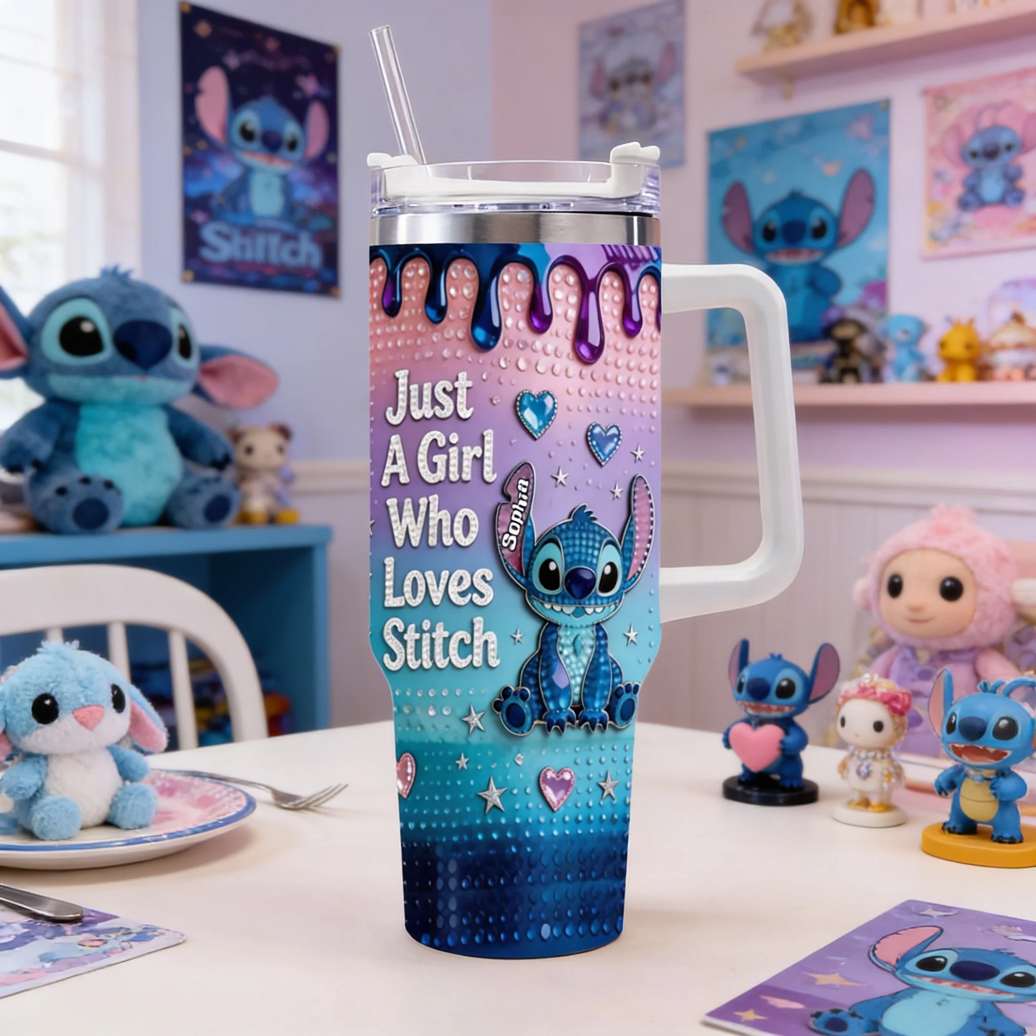 Just A Girl Who Loves Sti - Personalized Tumbler With Handle - Gift For Her, Movie Fans NL122