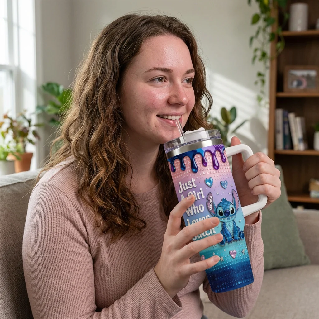 Just A Girl Who Loves Sti - Personalized Tumbler With Handle - Gift For Her, Movie Fans NL122 - Image 2