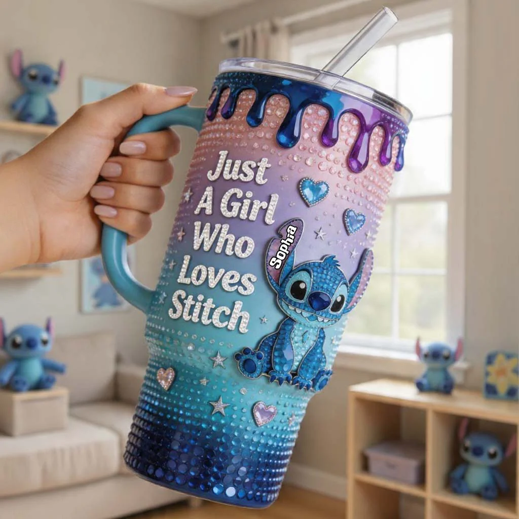 Just A Girl Who Loves Sti - Personalized Tumbler With Handle - Gift For Her, Movie Fans NL122 - Image 4