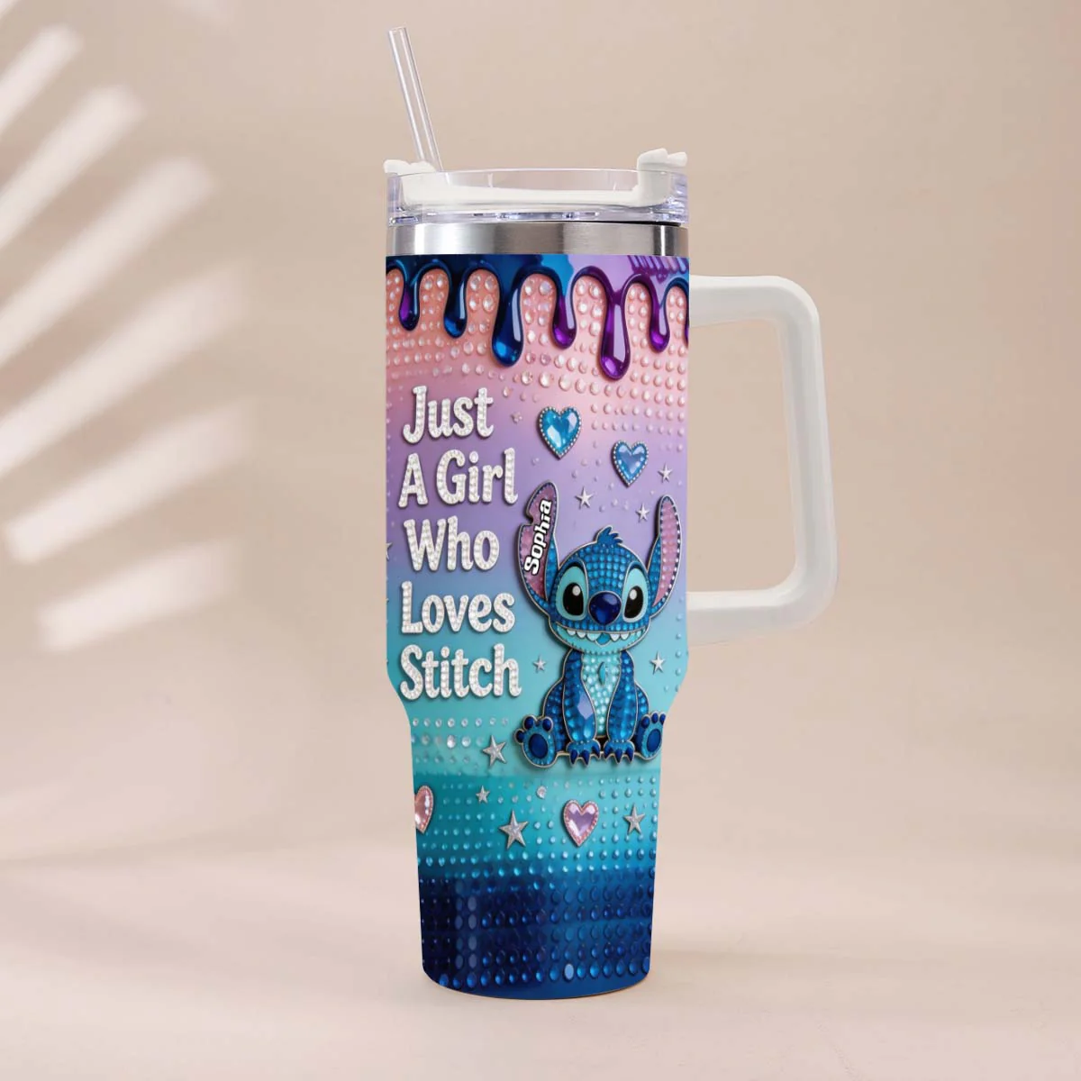 Just A Girl Who Loves Sti - Personalized Tumbler With Handle - Gift For Her, Movie Fans NL122 - Image 5