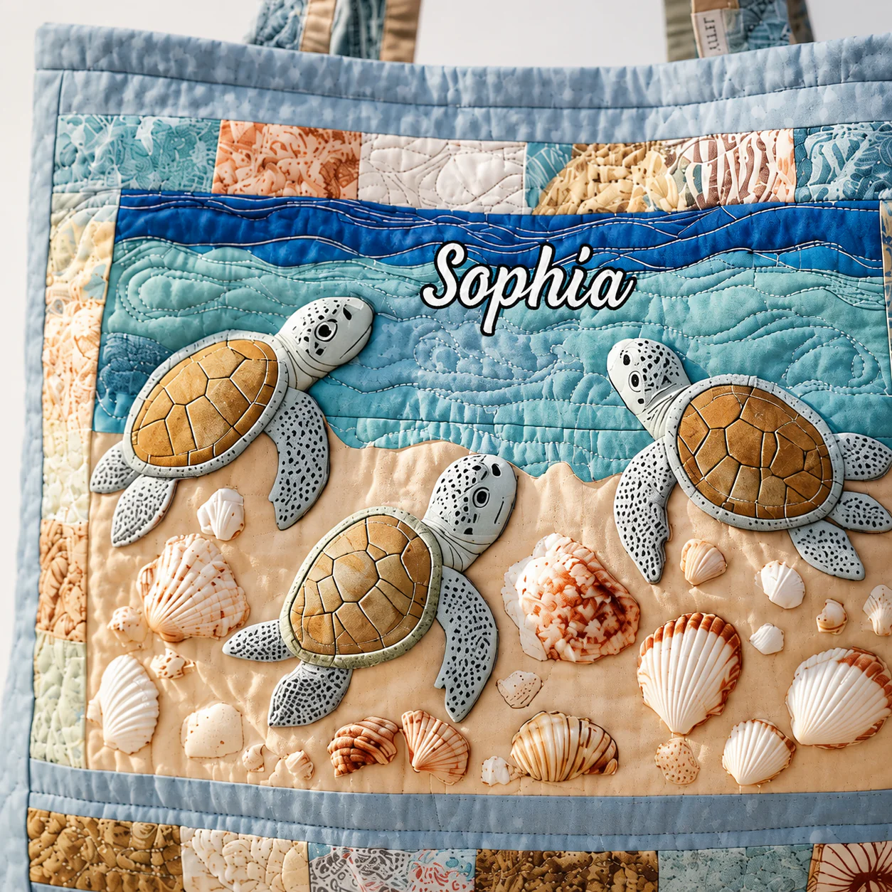 Just A Girl Who Loves Turtle - Personalized Quilted Tote Bag - Gift For Her - Image 3