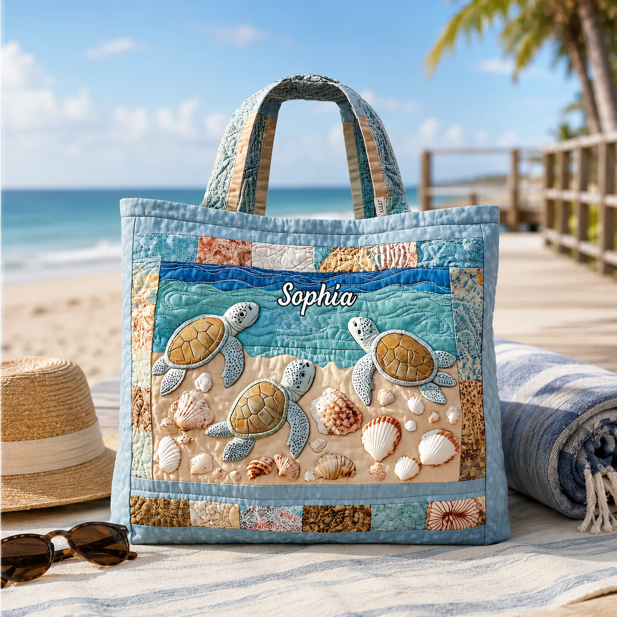 Just A Girl Who Loves Turtle - Personalized Quilted Tote Bag - Gift For Her - Image 4