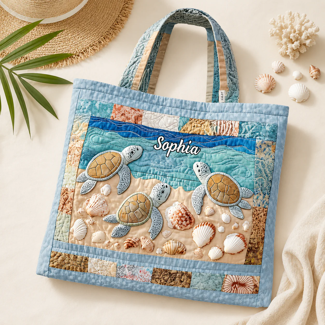 Just A Girl Who Loves Turtle - Personalized Quilted Tote Bag - Gift For Her - Image 5