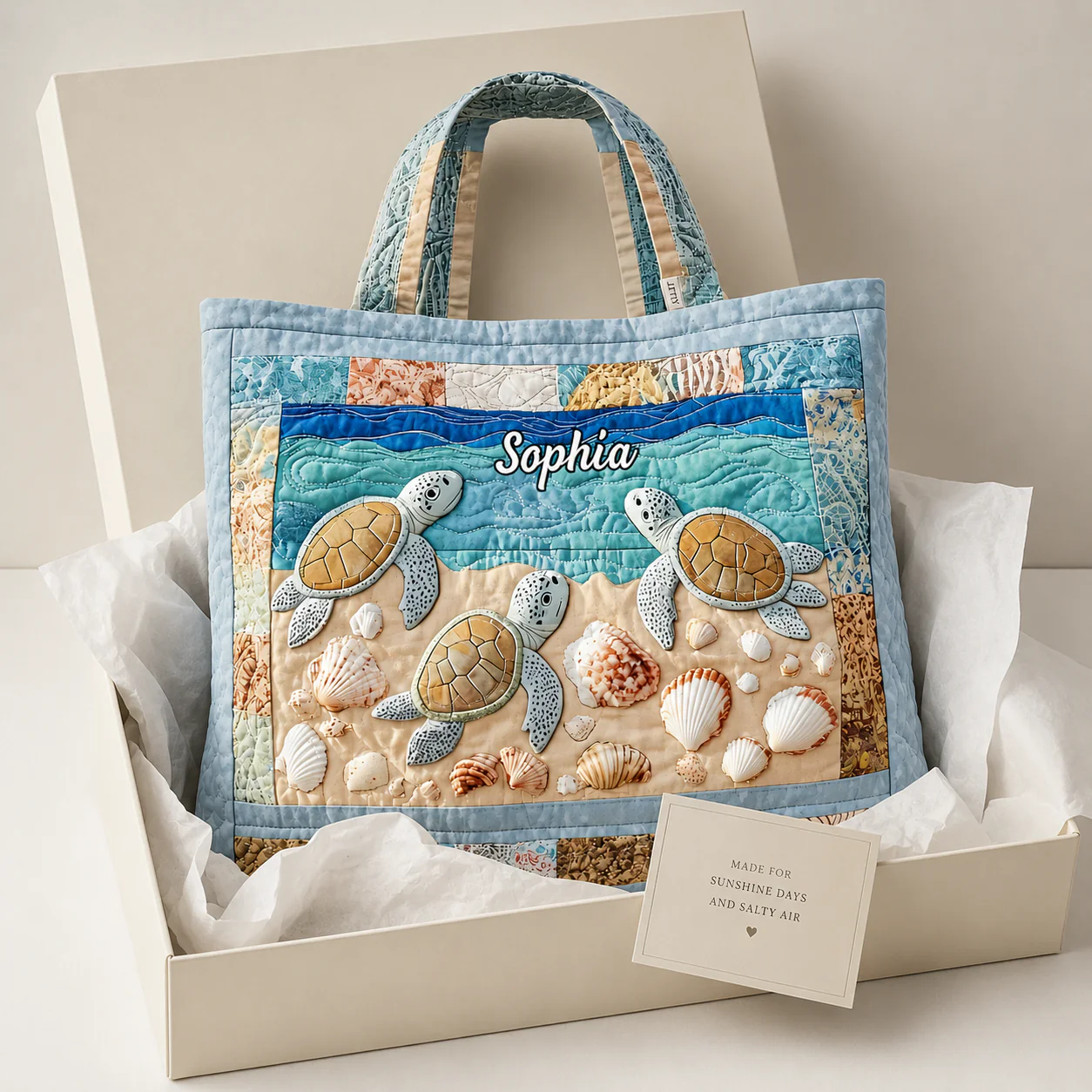 Just A Girl Who Loves Turtle - Personalized Quilted Tote Bag - Gift For Her - Image 6