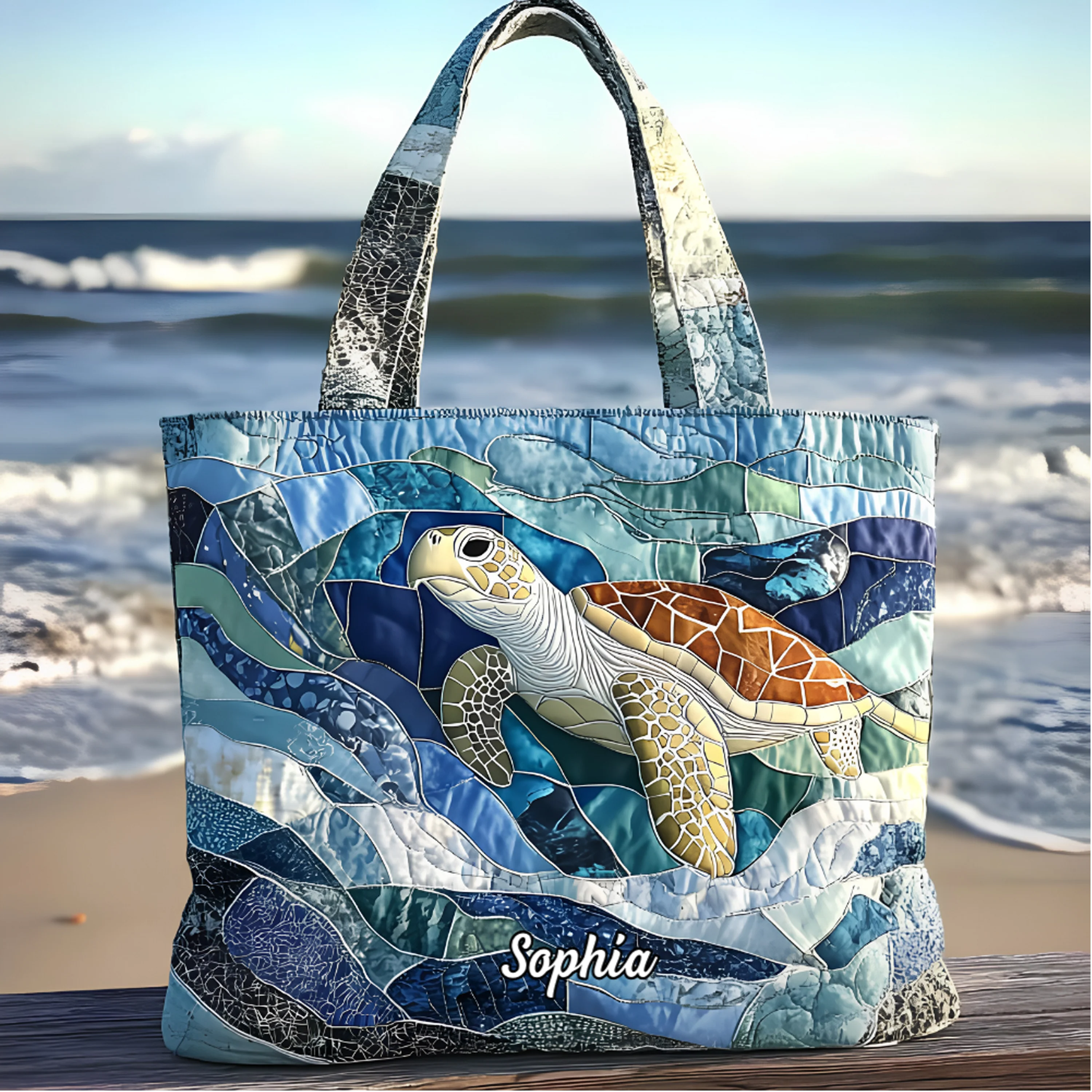 Just A Girl Who Loves Turtle - Personalized Quilted Tote Bag - Gift For Her - Image 7
