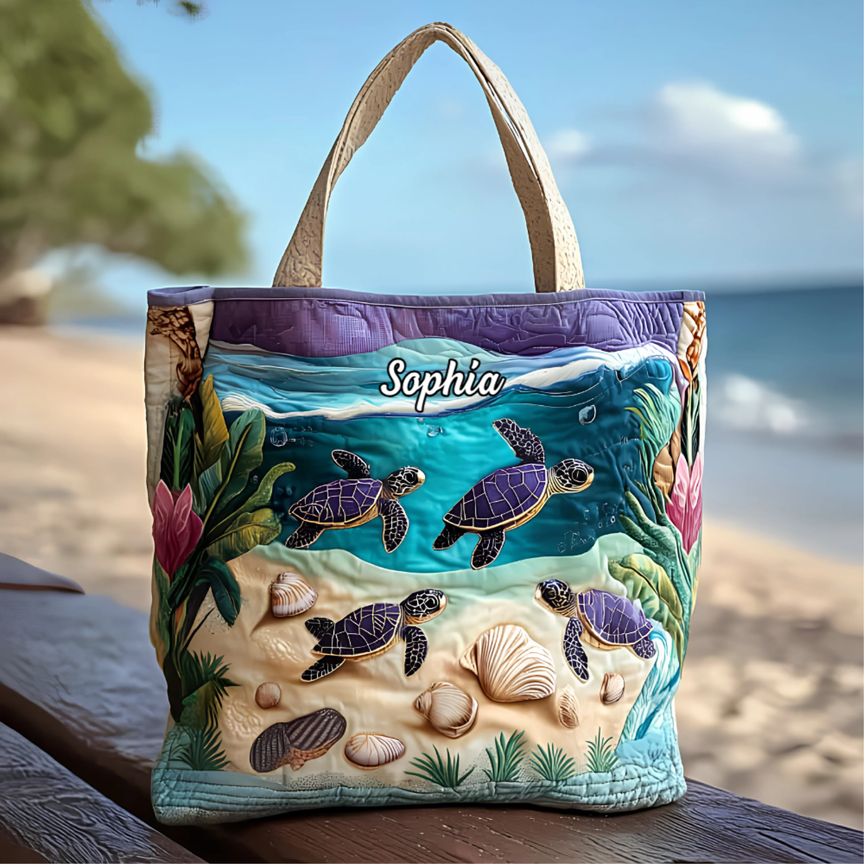 Just A Girl Who Loves Turtle - Personalized Quilted Tote Bag - Gift For Her - Image 9