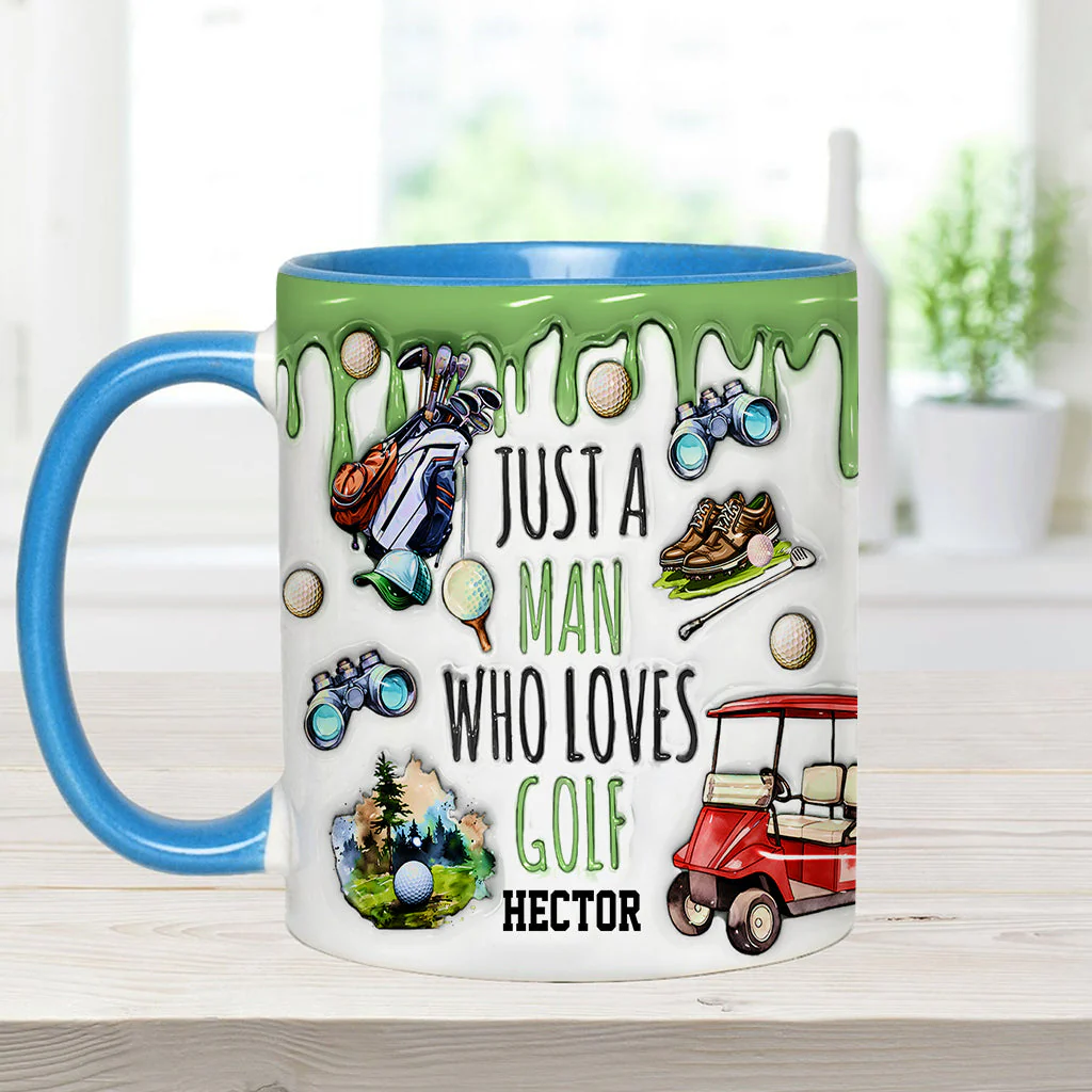 Just A Man Who Loves Golf - Personalized Accent Mug - Gift For Dad, Grandpa, Golf Lovers - Image 5