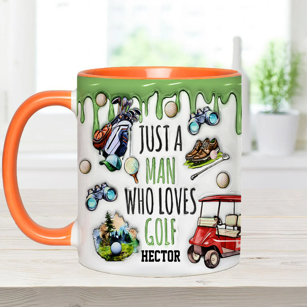 Just A Man Who Loves Golf - Personalized Accent Mug - Gift For Dad, Grandpa, Golf Lovers - Image 6