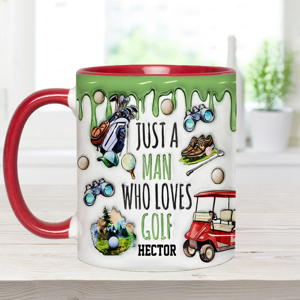 Just A Man Who Loves Golf - Personalized Accent Mug - Gift For Dad, Grandpa, Golf Lovers - Image 7