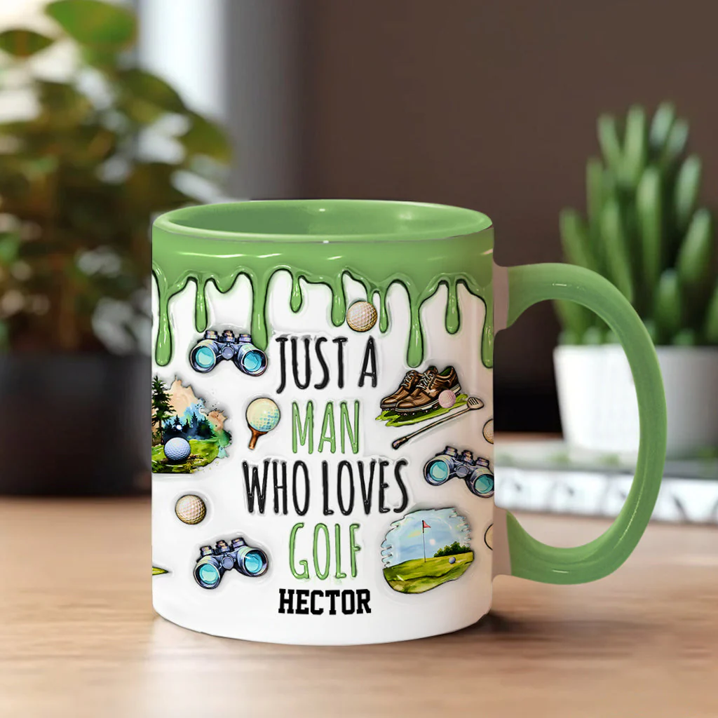 Just A Man Who Loves Golf - Personalized Accent Mug - Gift For Dad, Grandpa, Golf Lovers - Image 8