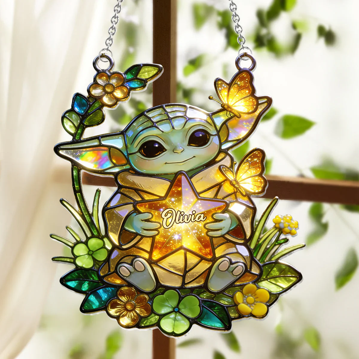 Just Loves Cute Baby - Personalized Window Hanging Suncatcher Ornament - Stwa - Image 2