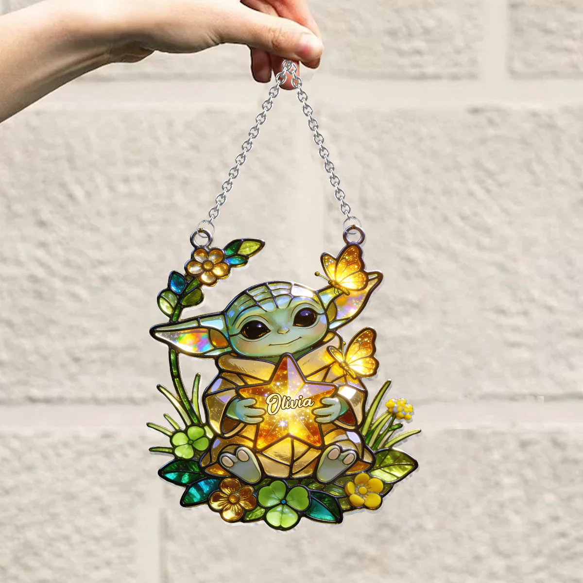 Just Loves Cute Baby - Personalized Window Hanging Suncatcher Ornament - Stwa - Image 3