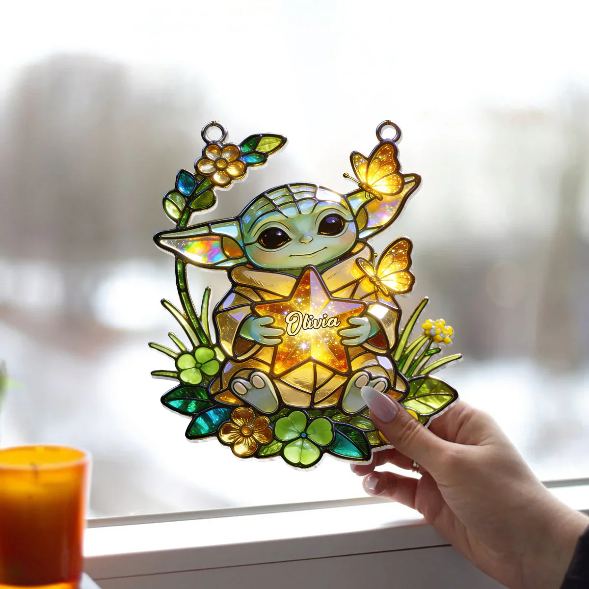 Just Loves Cute Baby - Personalized Window Hanging Suncatcher Ornament - Stwa - Image 4