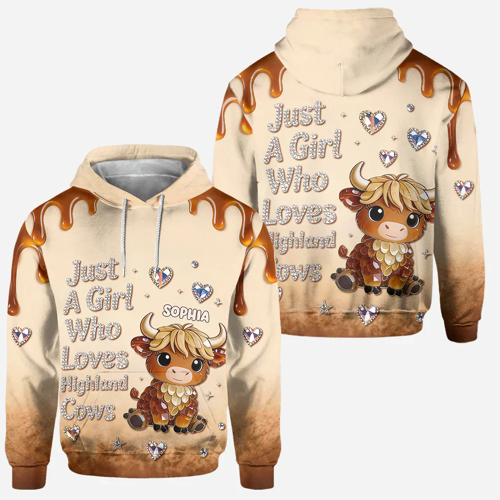 Just Loves Highland Cows - Personalized Hoodie and Leggings - Gift For Her - Image 2