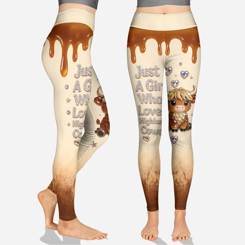 Just Loves Highland Cows - Personalized Hoodie and Leggings - Gift For Her - Image 3