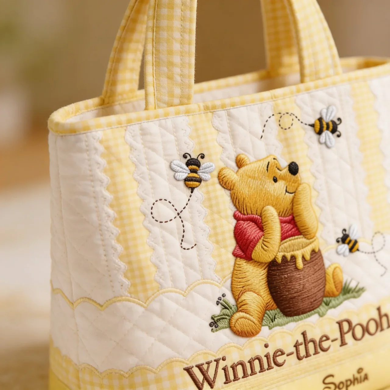 Just Loves Honey Bear And Friends - Personalized Quilted Tote Bag - Gift For Her - DSNY HH01 - Image 5