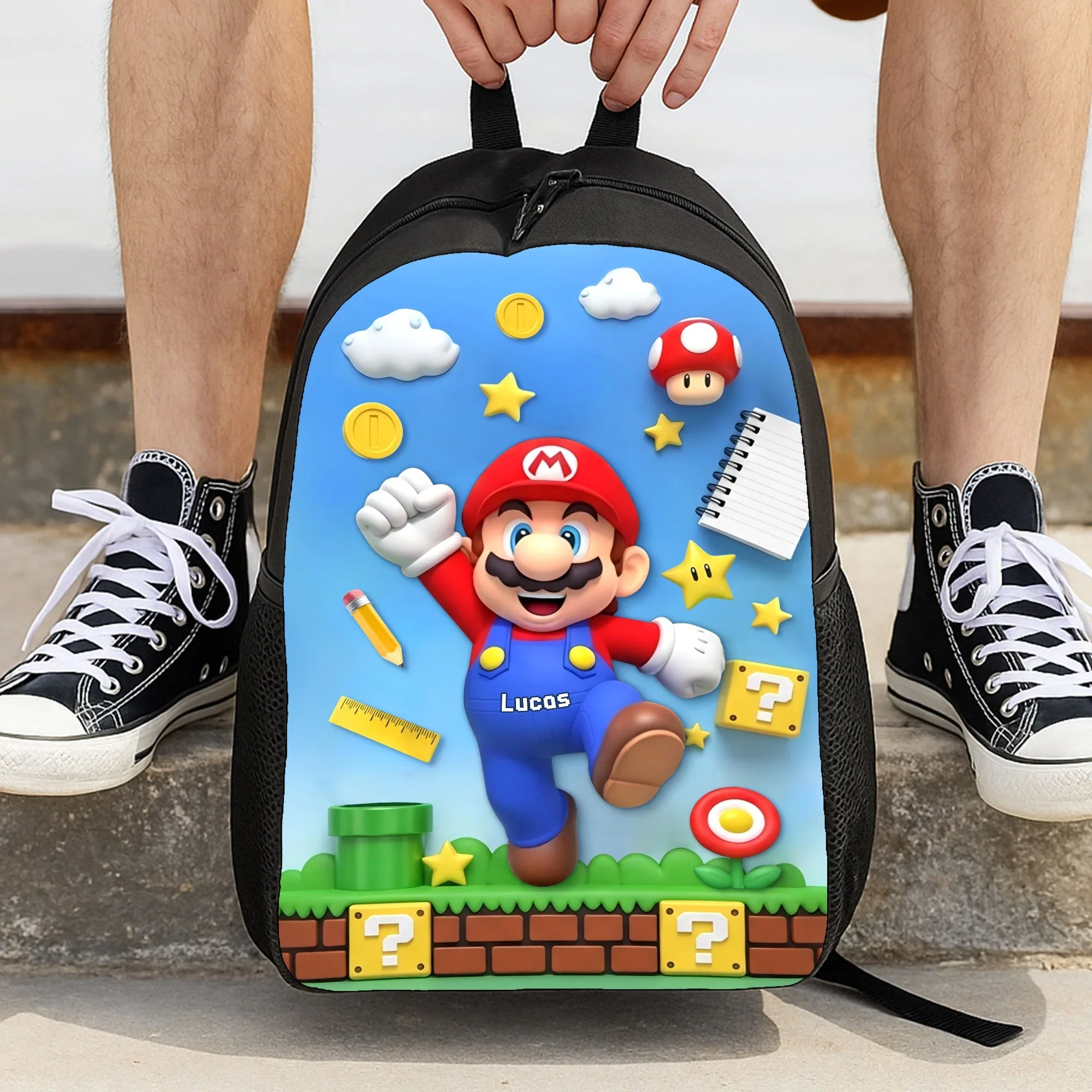 Just Loves Mrio - Personalized Backpack, Lunch Bag, Pencil Case & Water Bottle - Back to School Gift - Image 2