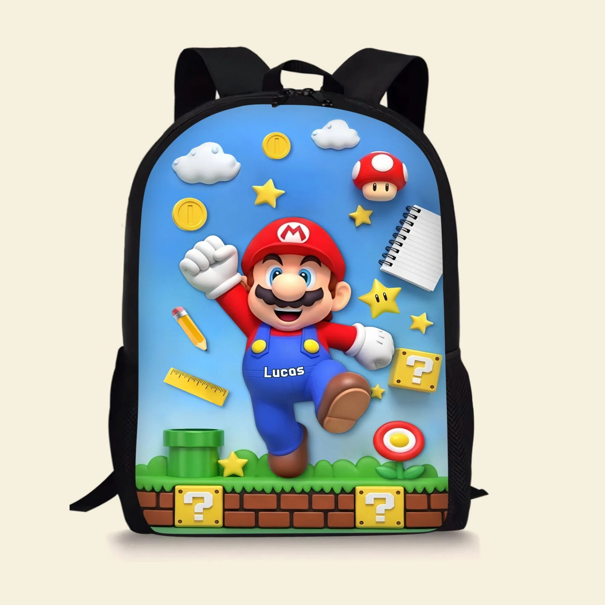 Just Loves Mrio - Personalized Backpack, Lunch Bag, Pencil Case & Water Bottle - Back to School Gift - Image 3