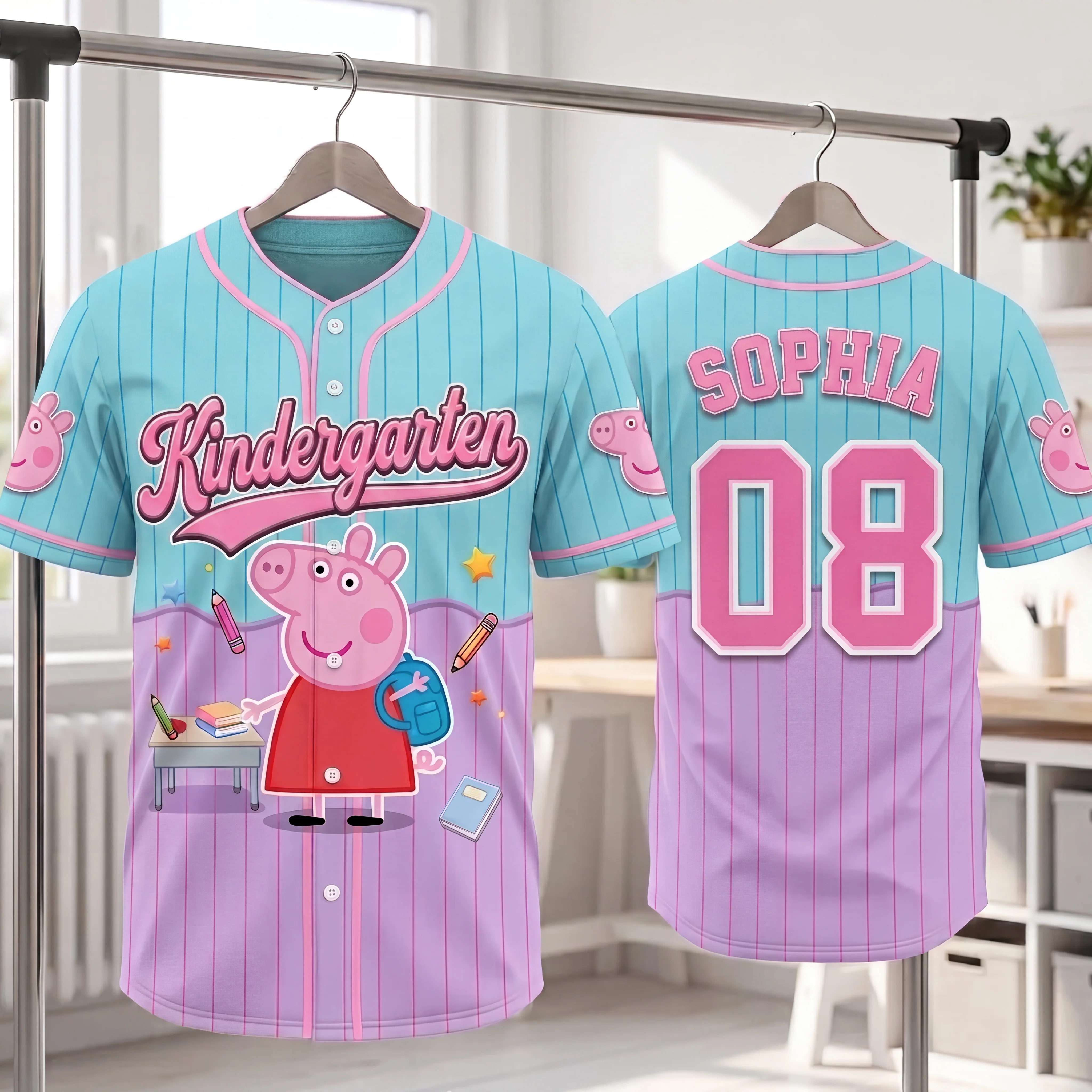 Just Loves Pink Pig - Personalized Baseball Jersey - Back to School Gift HH01 - Image 3