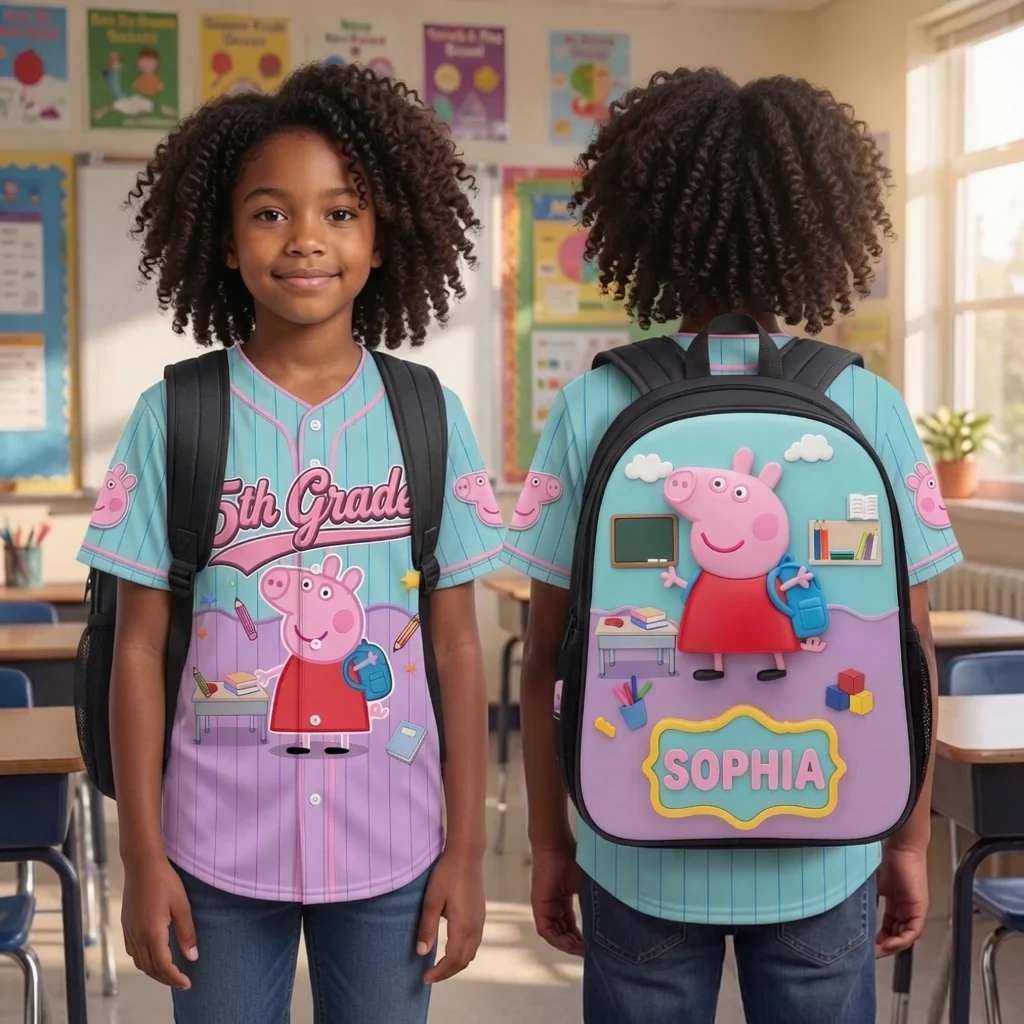 Just Loves Pink Pig - Personalized Baseball Jersey - Back to School Gift HH01 - Image 4