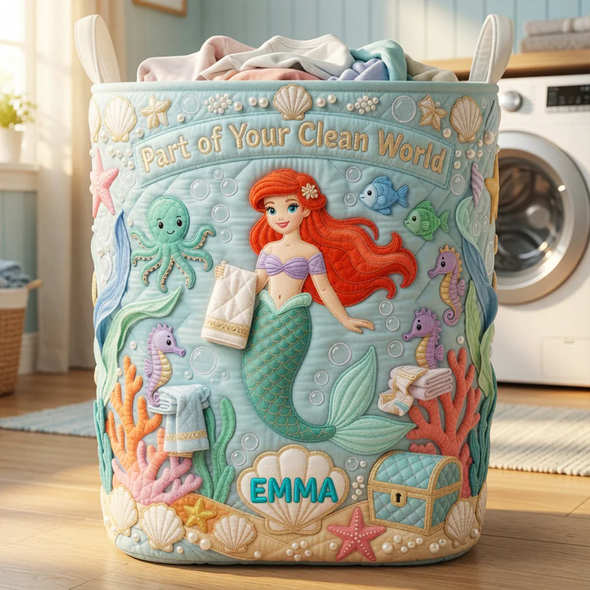 Just Loves Princesse - Personalized Quilted Laundry Basket - Gift For Daughter - Image 2