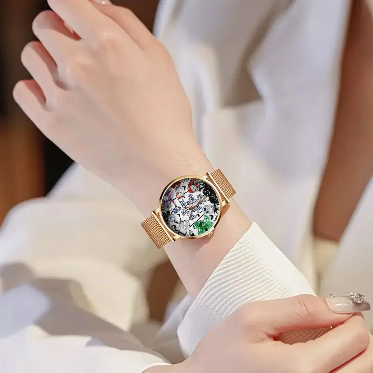 Just Loves Spooky - Personalized Woman Hand Watch - Gift For Her, Movies Fan - Image 2