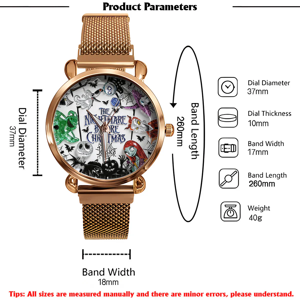 Just Loves Spooky - Personalized Woman Hand Watch - Gift For Her, Movies Fan - Image 6