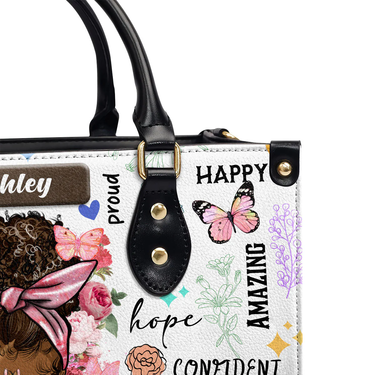 Just Pray Butterfly Floral Purse - Personalized Leather Handbag - Gift For Women HD95 - Image 4
