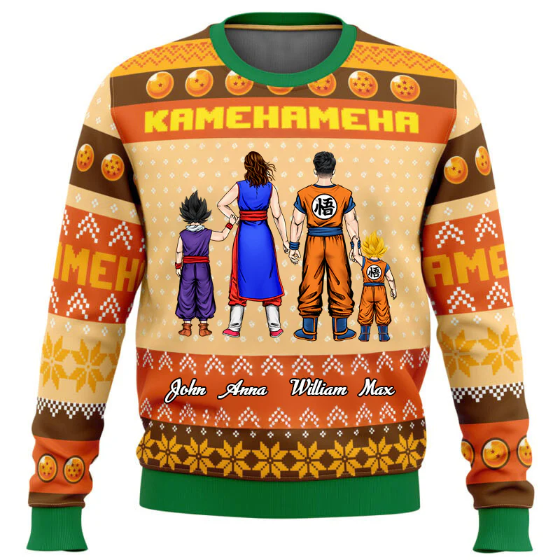 Kamehameha DrBa Family - Personalized Ugly Christmas Sweater | CL03 NL122