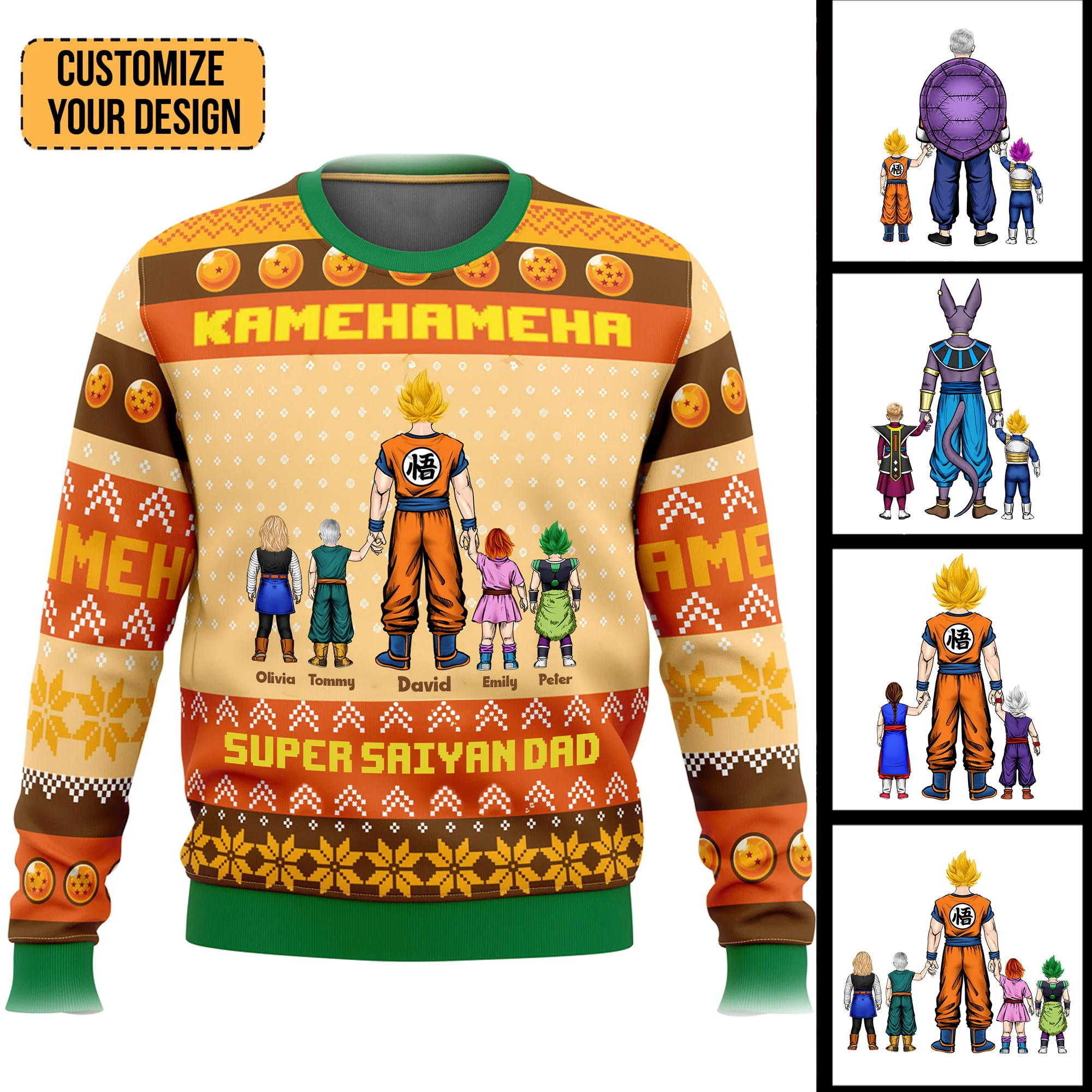 DrBa Kamekameha DragonDad - Personalized Ugly Sweatshirt - Gift for Dad, Grandpa, Husband CL03 NA94 - Image 2