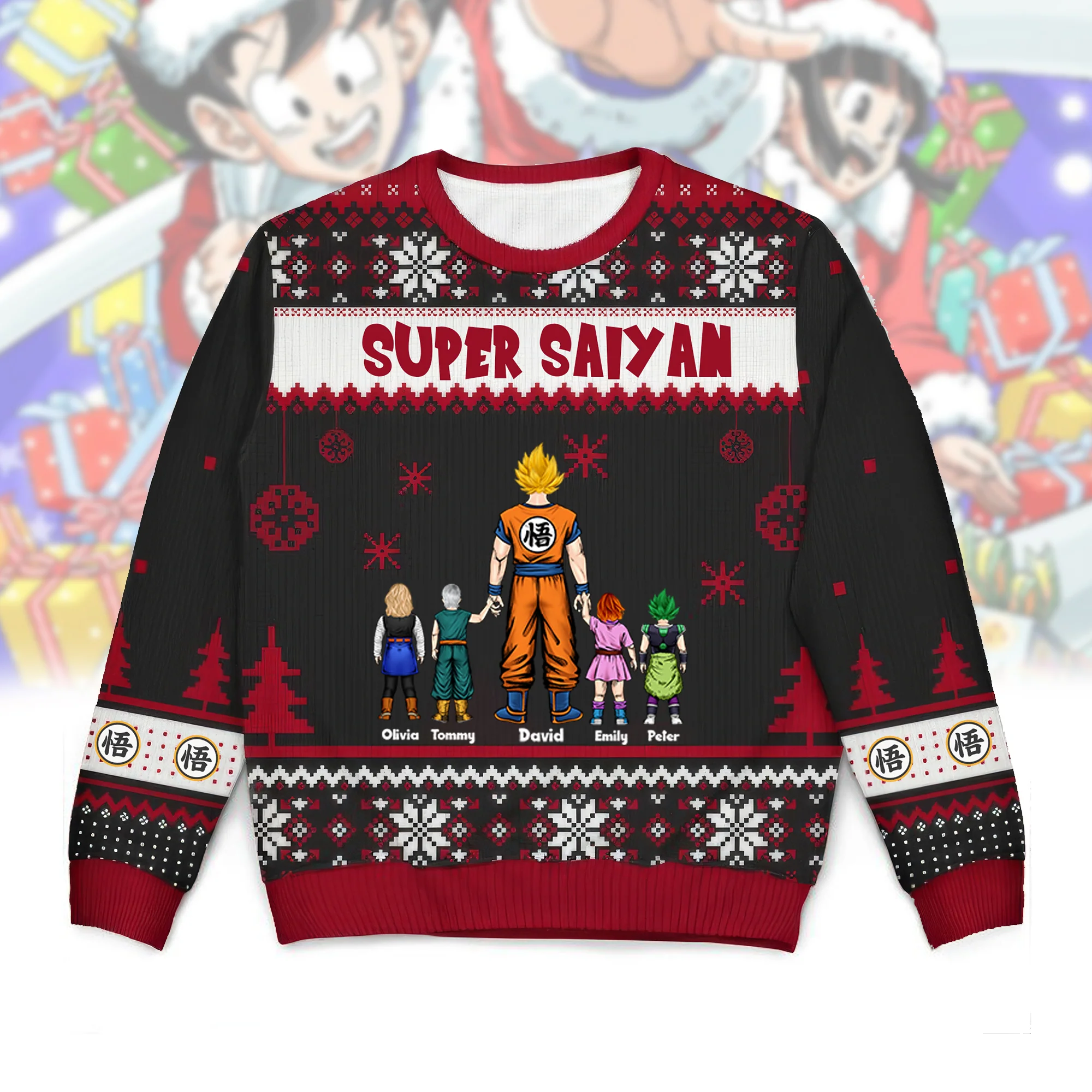 DrBa Kamekameha Super Dad With Us - Personalized Ugly Sweatshirt - Gift for Dad, Grandpa, Husband CL03 NA94 - Image 3