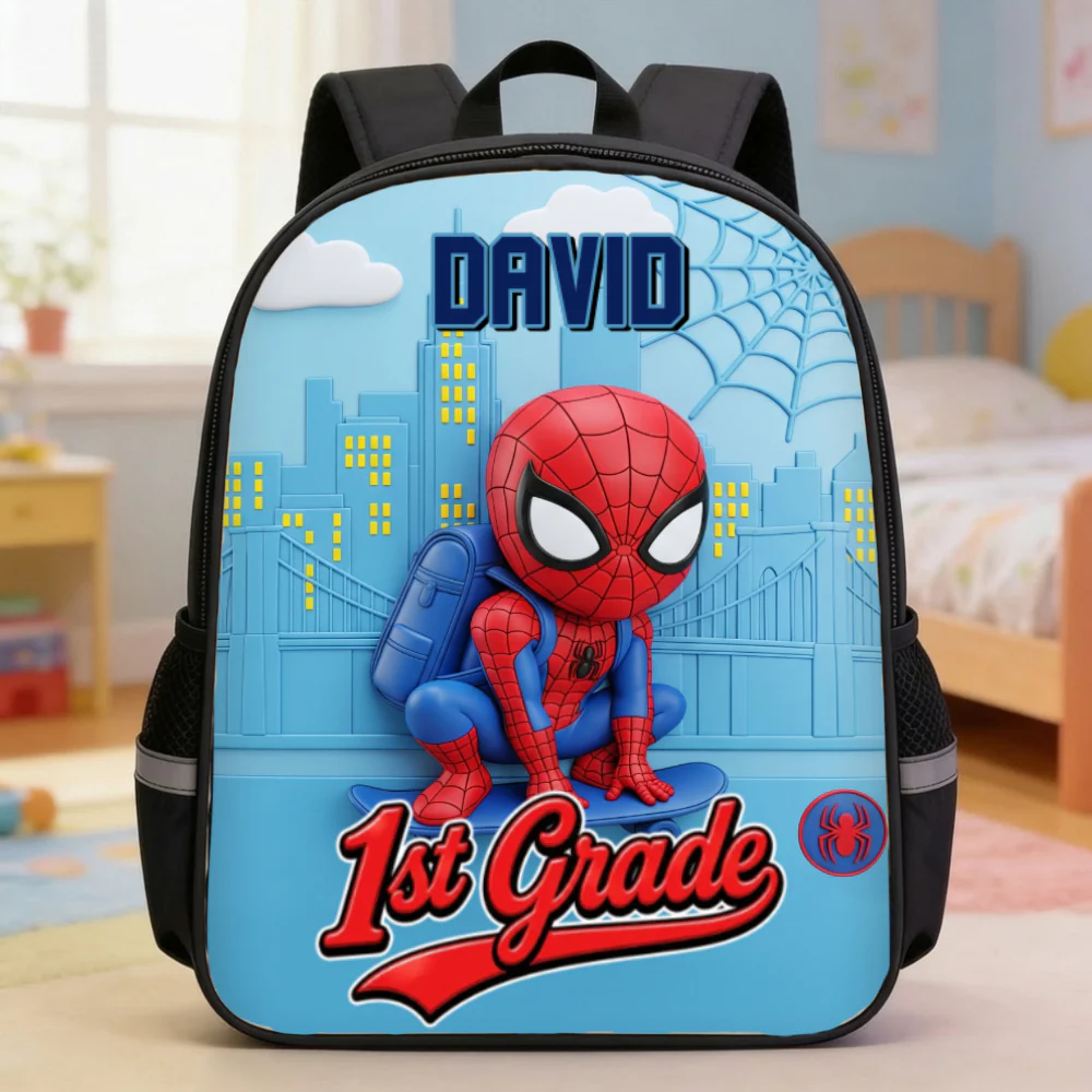 Kid Hero With Custom Grade - Personalized Backpack, Lunch Bag, Pencil Case & Water Bottle, Back to School Gift - DCCo HH01
