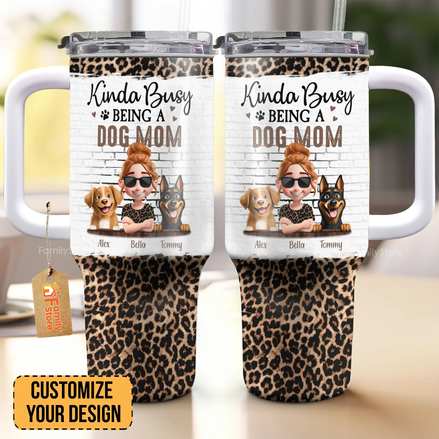 Kinda Busy Being A Dog Mom - Personalized 40oz Tumbler With Straw - Gift for Pet Owners, Pet Lovers, Dog Mom | CLP16 NH96 - Image 2