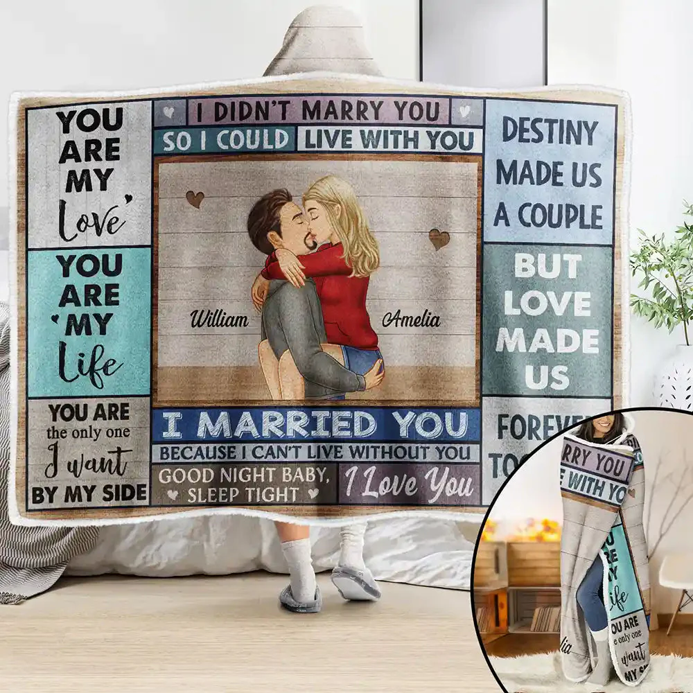 Kissing Couple Love Made Us Forever Together - Personalized Wearable Hooded Blanket - Gift For Couple, Husband Wife, Anniversary Gift - GR7 NA94