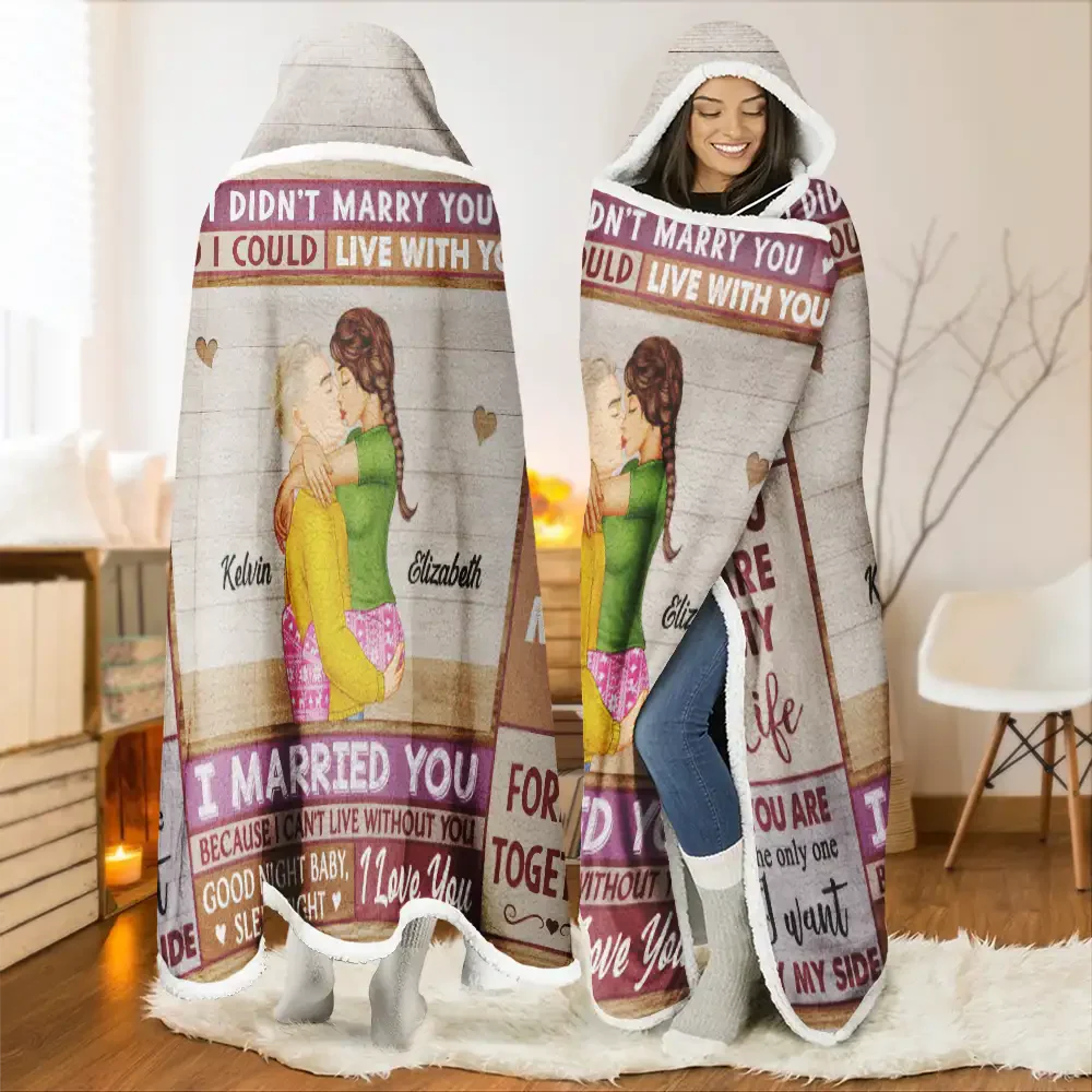 Kissing Couple Love Made Us Forever Together - Personalized Wearable Hooded Blanket - Gift For Couple, Husband Wife, Anniversary Gift - GR7 NA94 - Image 2
